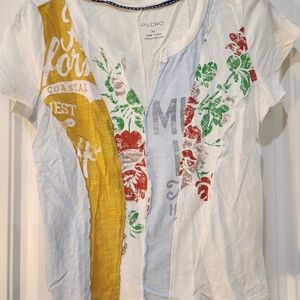 Pilcro Women's Short Sleeve Tee - White, Gold, Green, Red